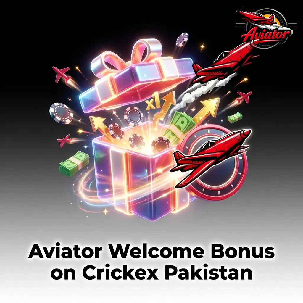 Crickex Pakistan welcome bonus interface showing 100% first deposit offer for Aviator game with ₹500 minimum deposit