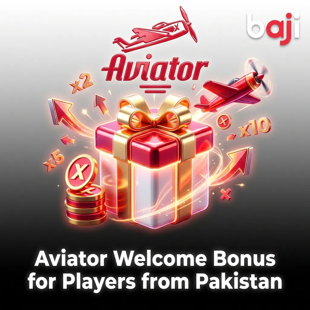Aviator game welcome bonus offer showing 100% match up to PKR 25,000 for new Pakistani casino players at Baji
