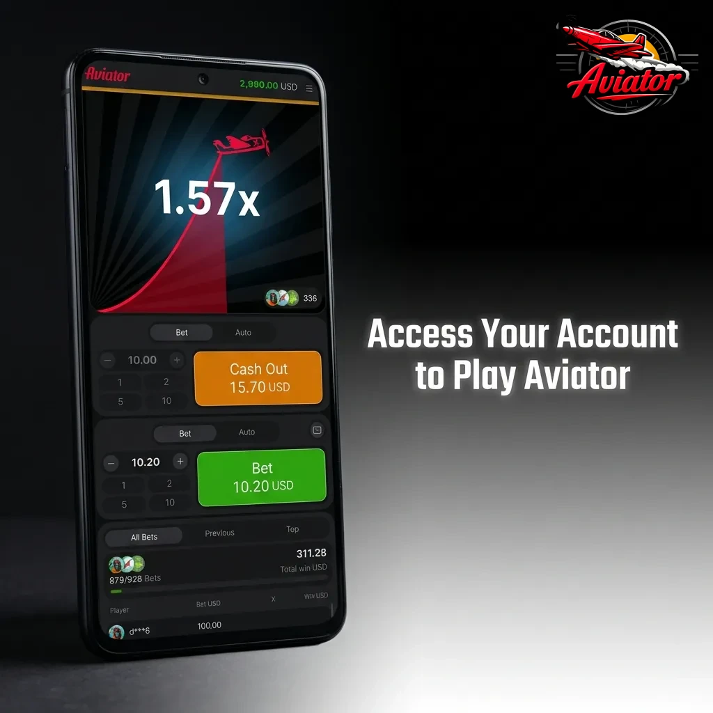 Login screen showing steps to access Aviator game account on casino website or app