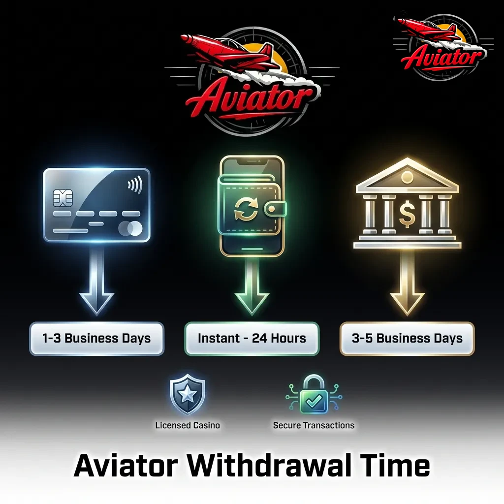 Aviator game withdrawal processing times showing mobile wallet, bank transfer, and crypto payment method options
