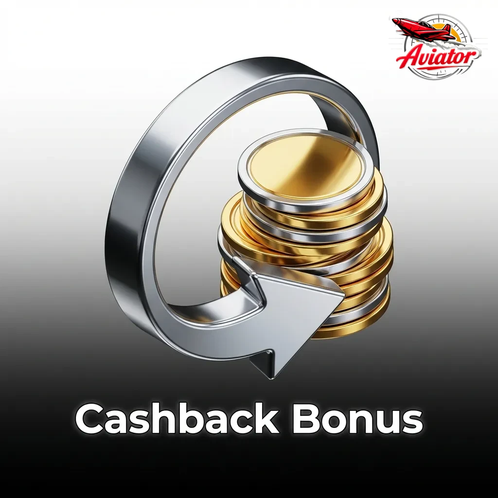 Cashback bonus concept showing percentage of losses returned as bonus funds in Aviator casino game