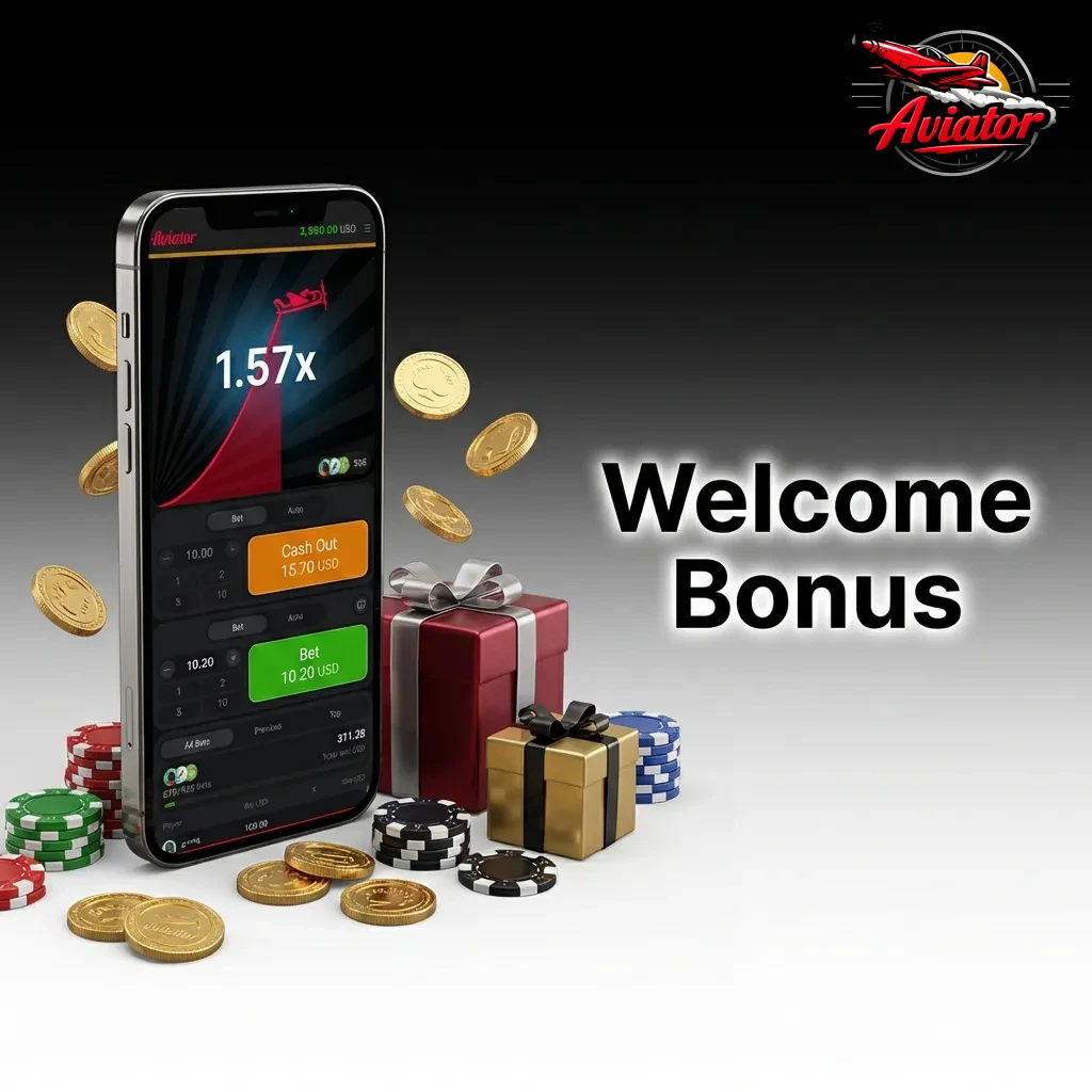 Casino welcome bonus offering 100-200% match on first deposit with free spins for Aviator game