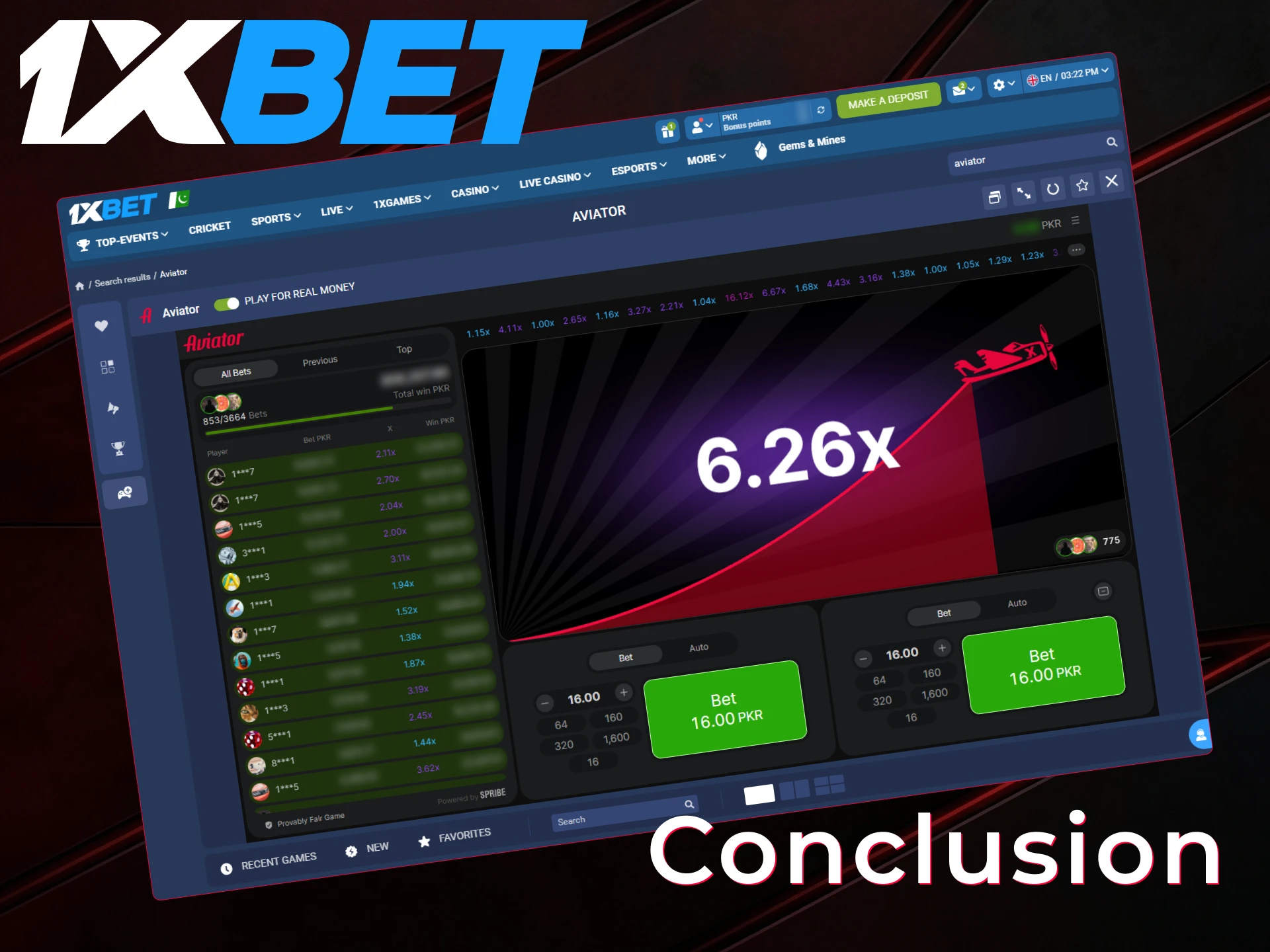 Read our final conclusion about playing Aviator on 1xBet in Pakistan.