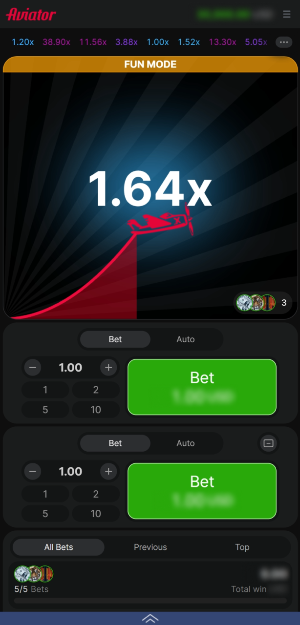 Launch the game and place your first 1xBet Aviator bet.