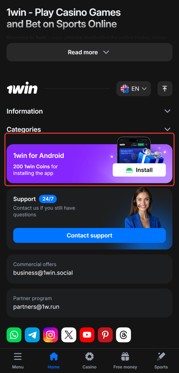 Find the mobile app button or link to download Aviator.