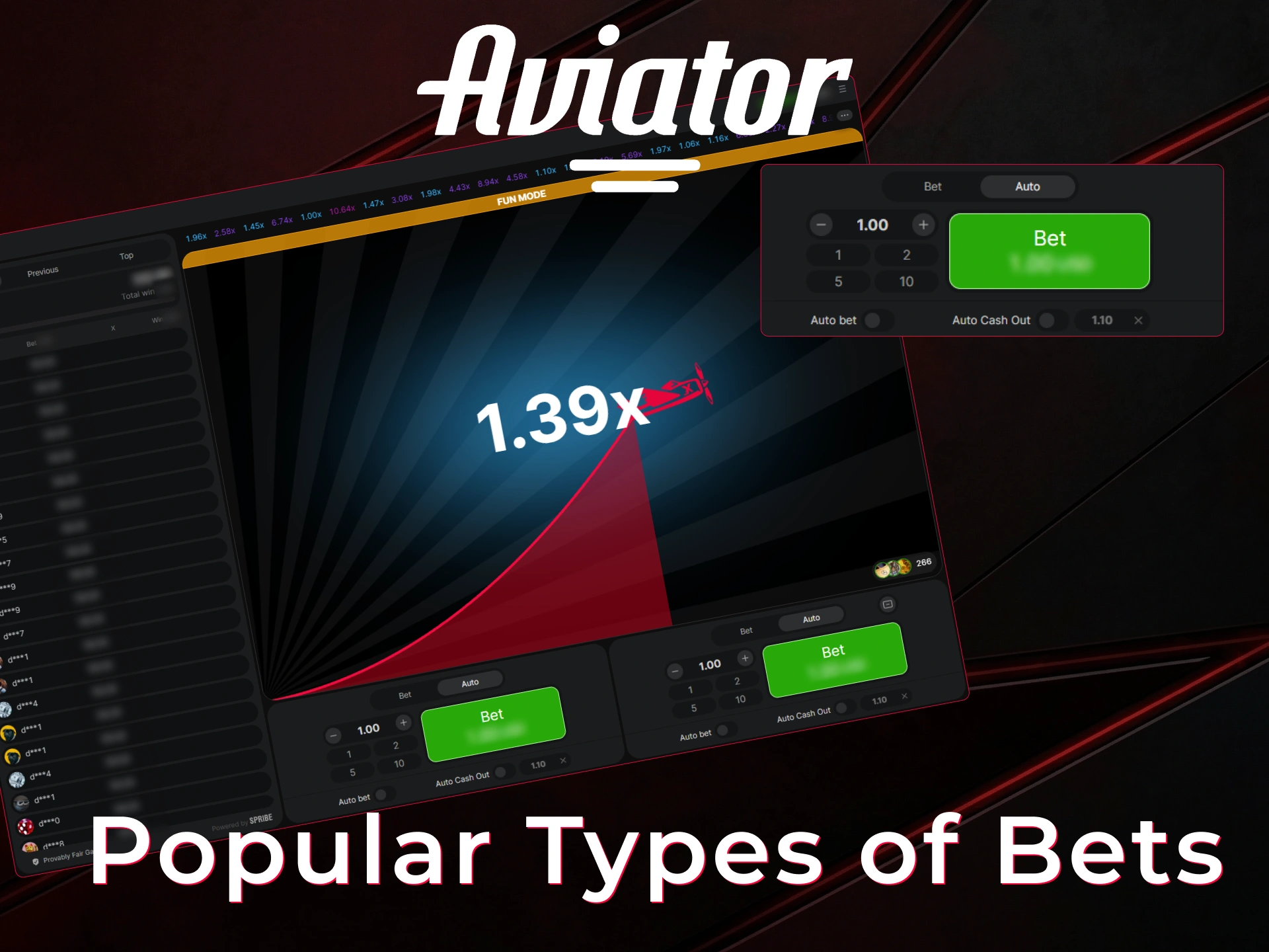 Learn about popular types of bets in Aviator for better results.