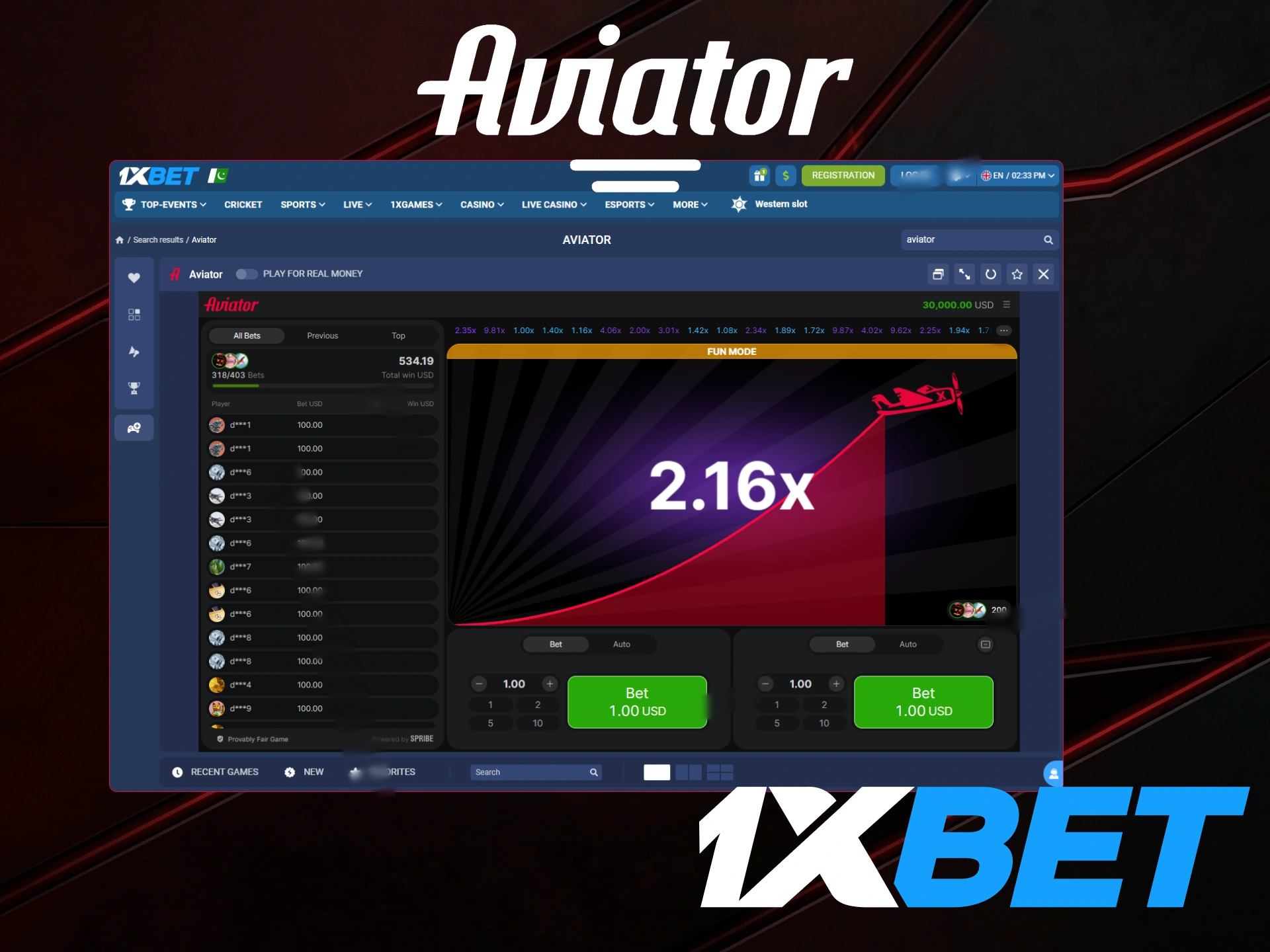 Experience the thrill of Aviator on the 1xBet app and website.