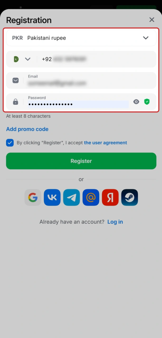 Fill in Your Details to create an Aviator gaming profile.