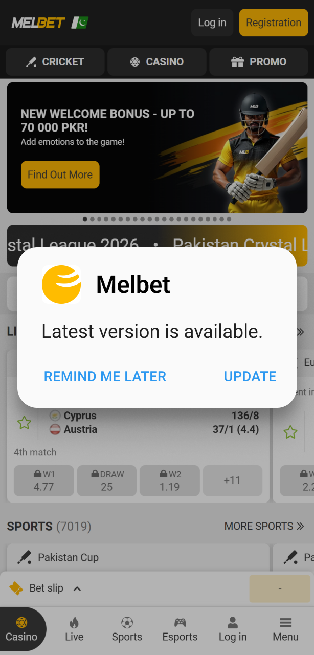 Tap the notification to begin the Melbet Aviator App download.