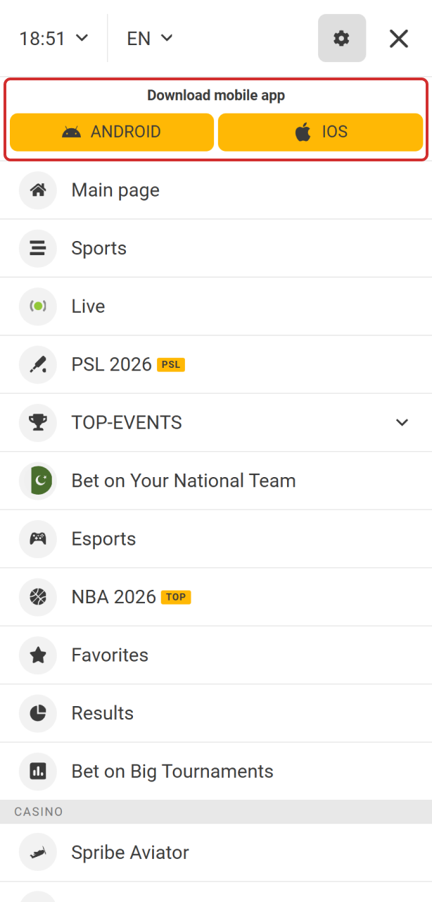 Tap the Download Button to get the Melbet Aviator installer.
