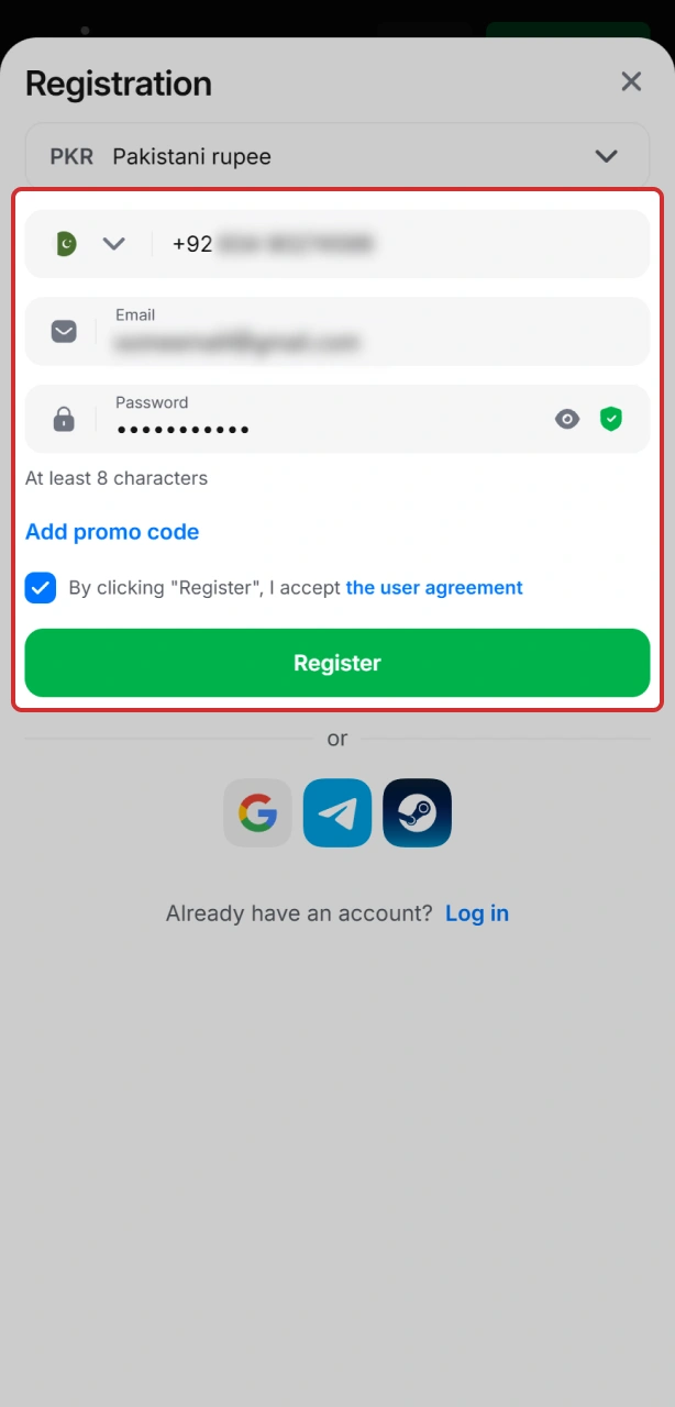 Enter Details to complete your Aviator registration profile.