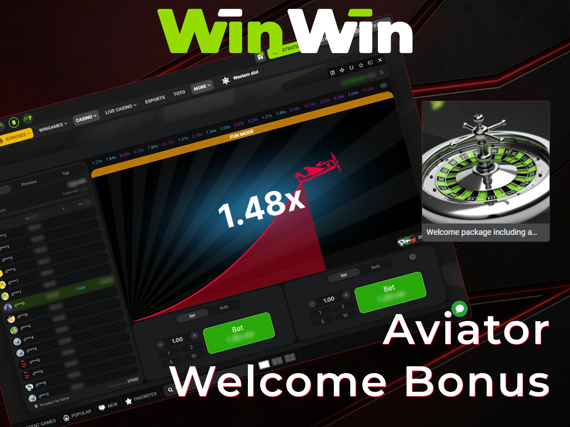 Claim the WinWin Aviator welcome bonus for players from Pakistan.