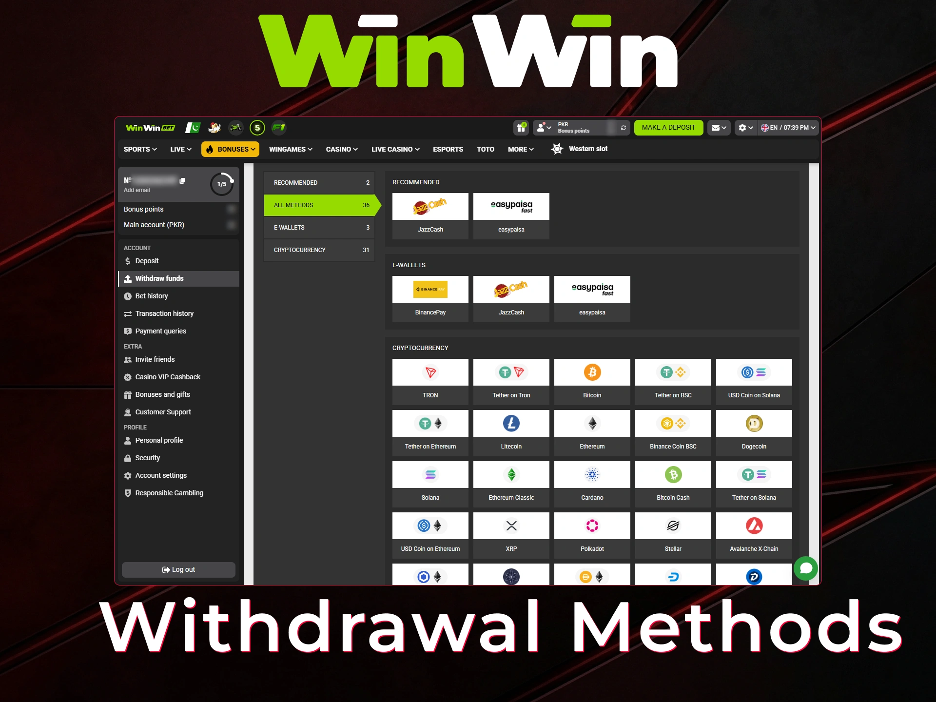Learn how to withdraw from Aviator on the WinWin platform.