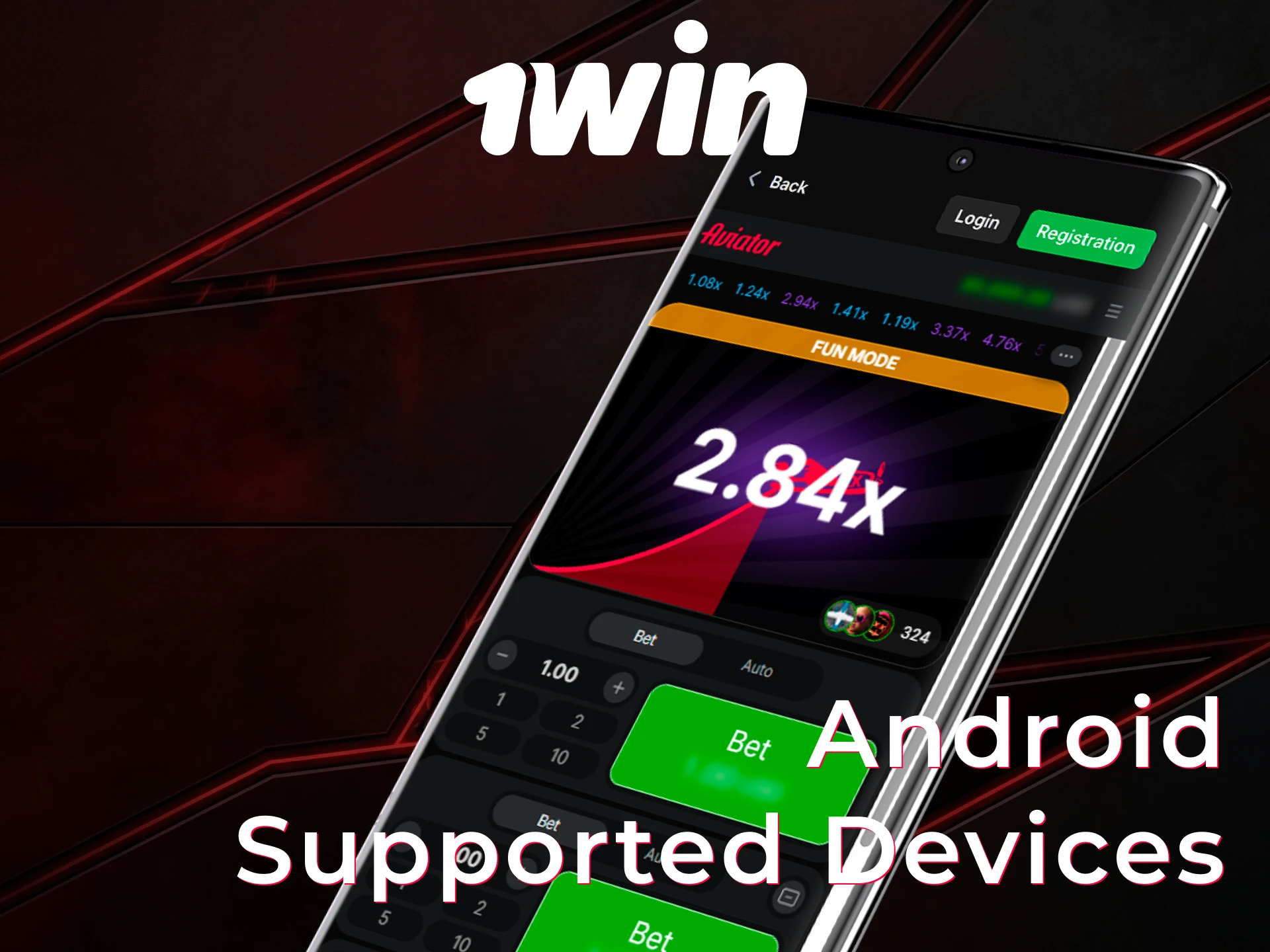 Check the list of Android supported devices for the 1win App.