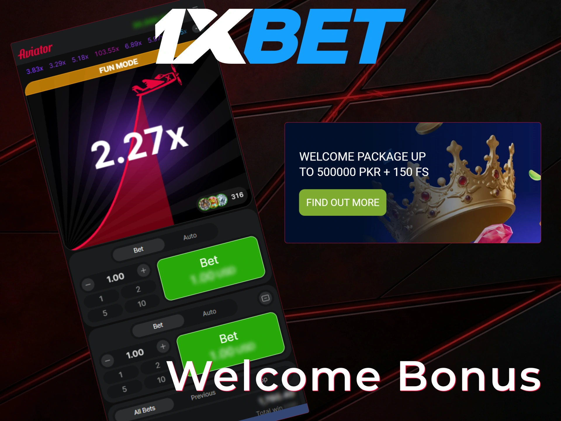 Claim your Aviator welcome bonus on 1xBet Pakistan via the App.
