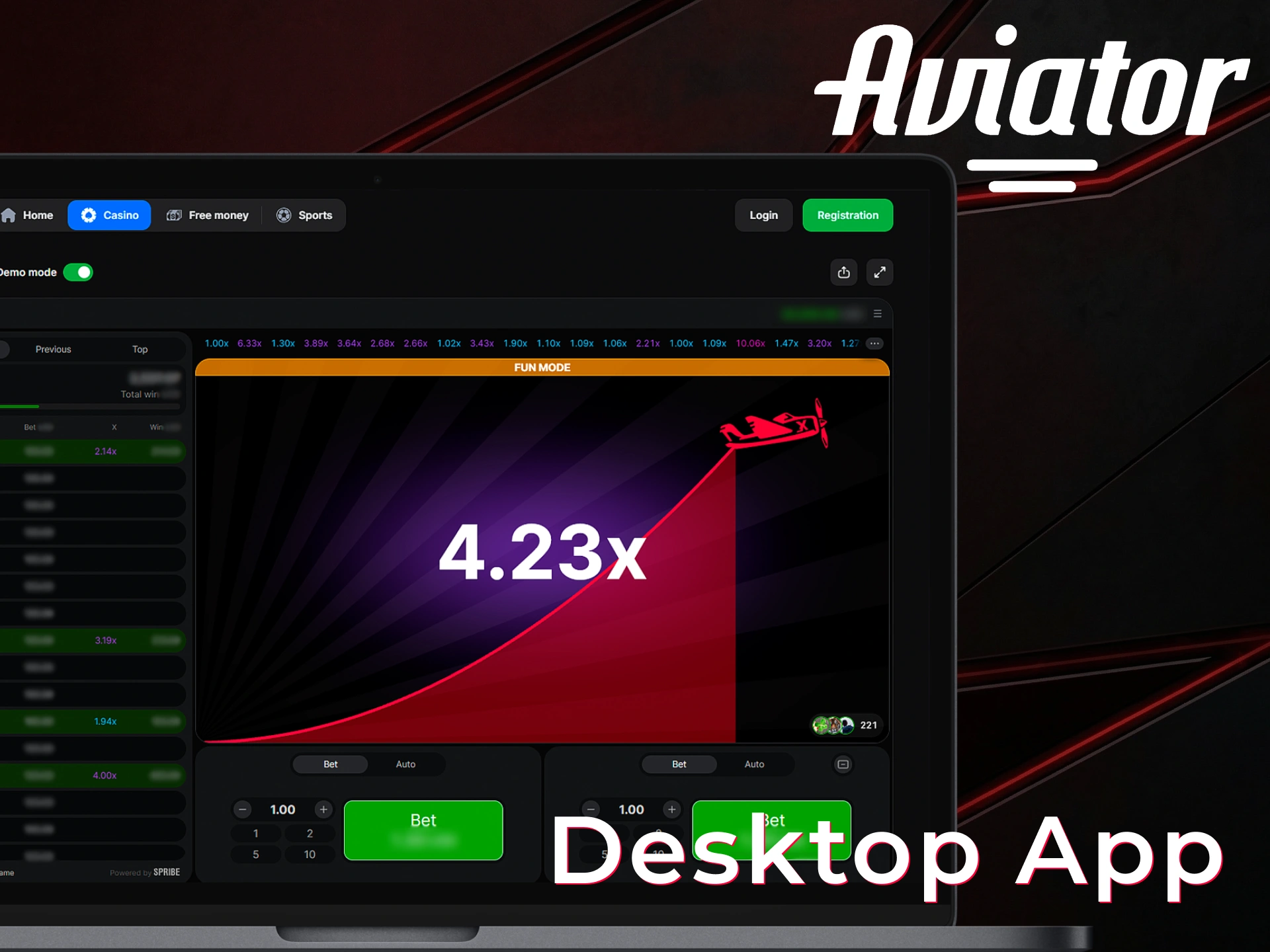 Download Aviator app game for Windows and macOS to play on desktop.