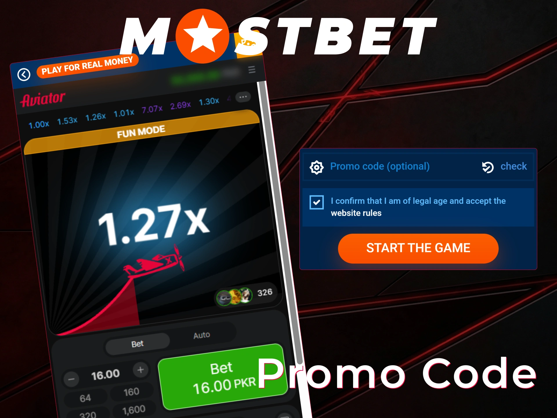 Use a special promo code for extra value on Mostbet Aviator.